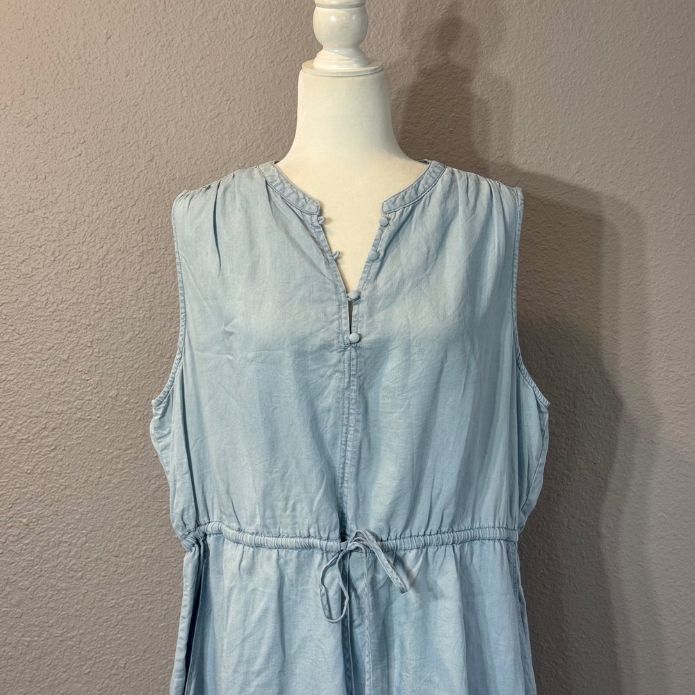 Time and Tru Women's Size XXL (20) Light Blue Lyocell Drawstring Waist Dress - Picture 7 of 8